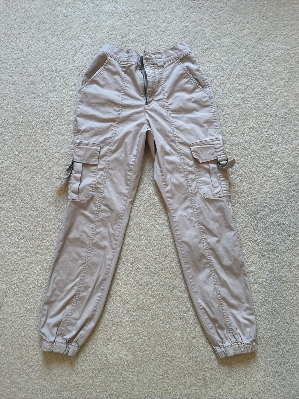 Garage Beige Elastic-Waist Cargo Pants
